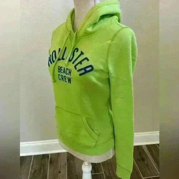 Womens Hollister Beach Crew Hoodie Lime Green -Size XSMALL - Picture 4 of 6